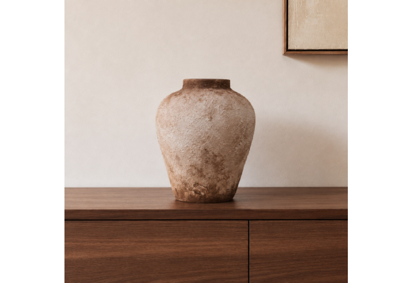 Tavon El Yapımı Dekoratif Terracotta Vazo - 27 cm